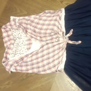 Kids S14 PinkTop/Sheer Dark Blue Dress by Beautees